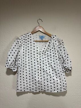 CeCe Floral Embroidery Ruffle Sleeve Top - Size XS